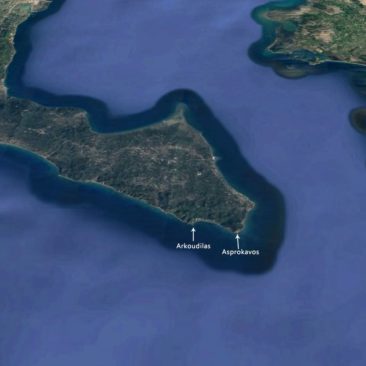 Arkoudilas and Asprokavos on map